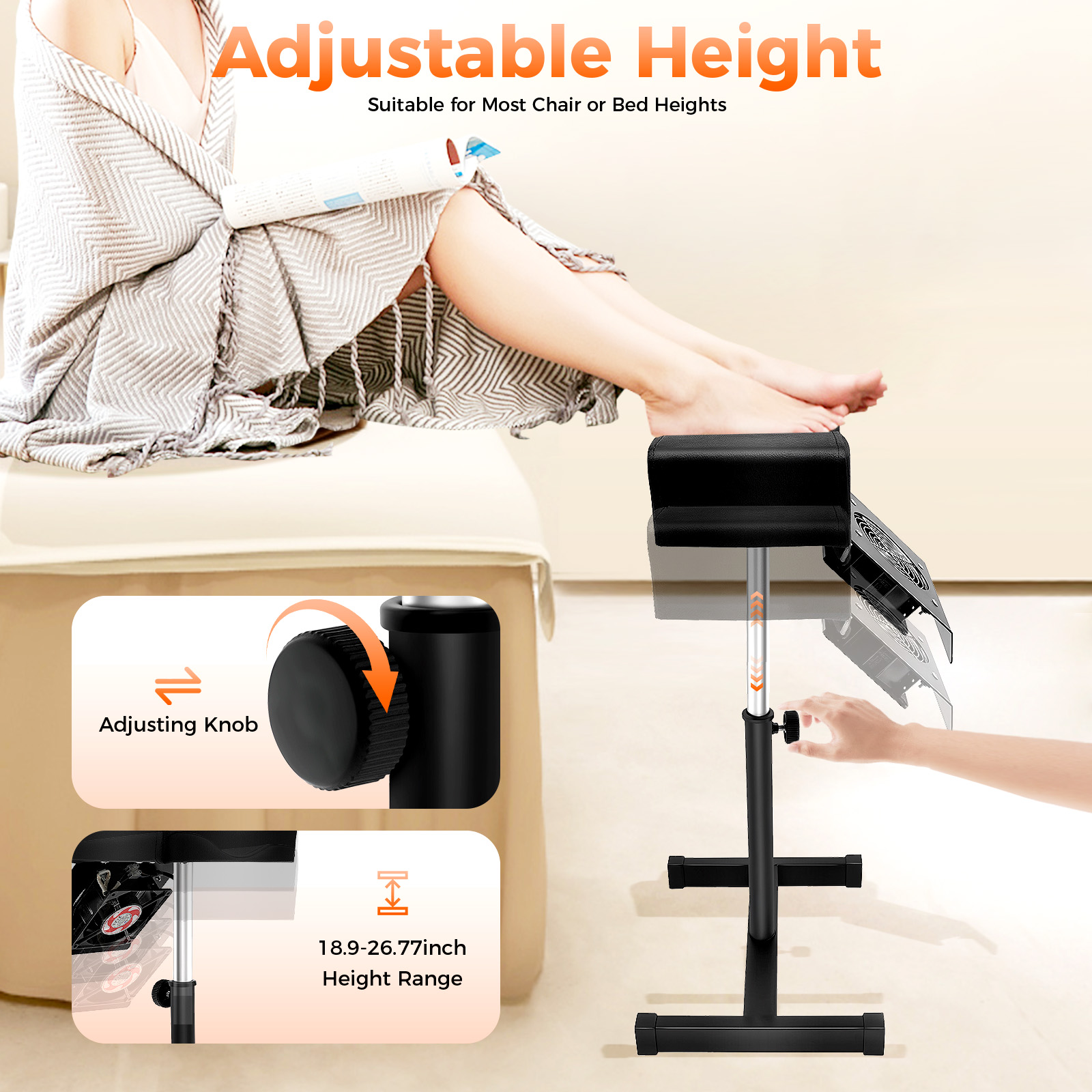 Professional Pedicure Stool Height Adjustable Manicure Chair Beauty Salon Spa Lift Stool Footrest Nail Bench w/Dust Cleaning Fan