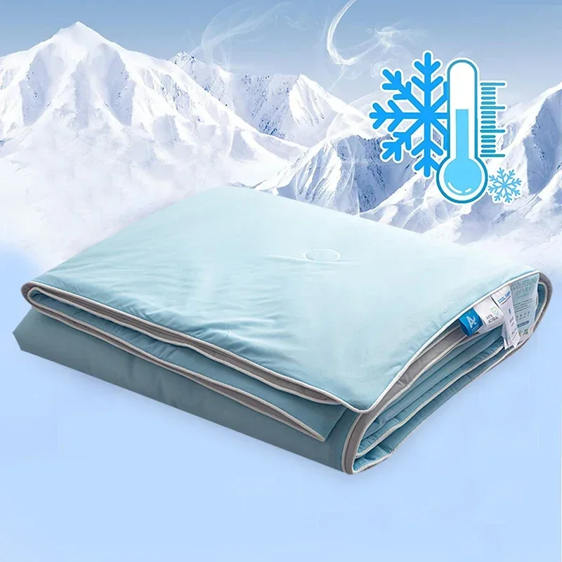 Edredón de aire acondicionado para verano, manta refrescante de seda helada de Color puro, colcha fría ligera y suave de tamaño doble/King