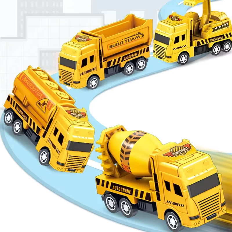 1 pc carros educativos crianças criança puxar para trás brinquedo guerreiro engenharia veículo modelo quatro mini carros