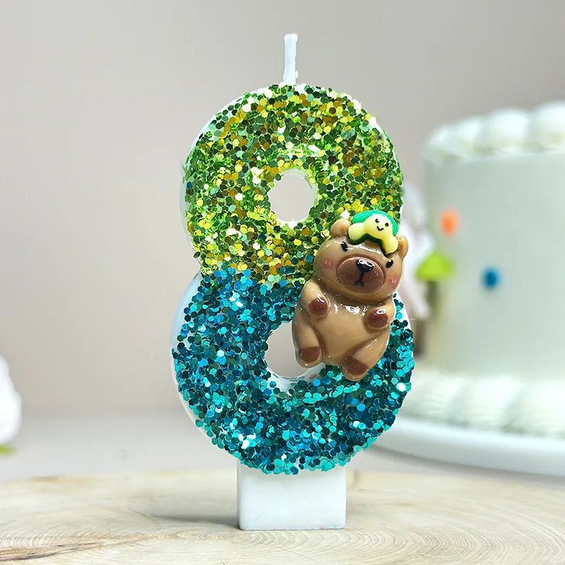 Capybara Digit 0-9 Candle New Cute Capibara Birthday Cake Topper Decor Baby Shower Gender Reveal Anniversary Party Supplies Gift