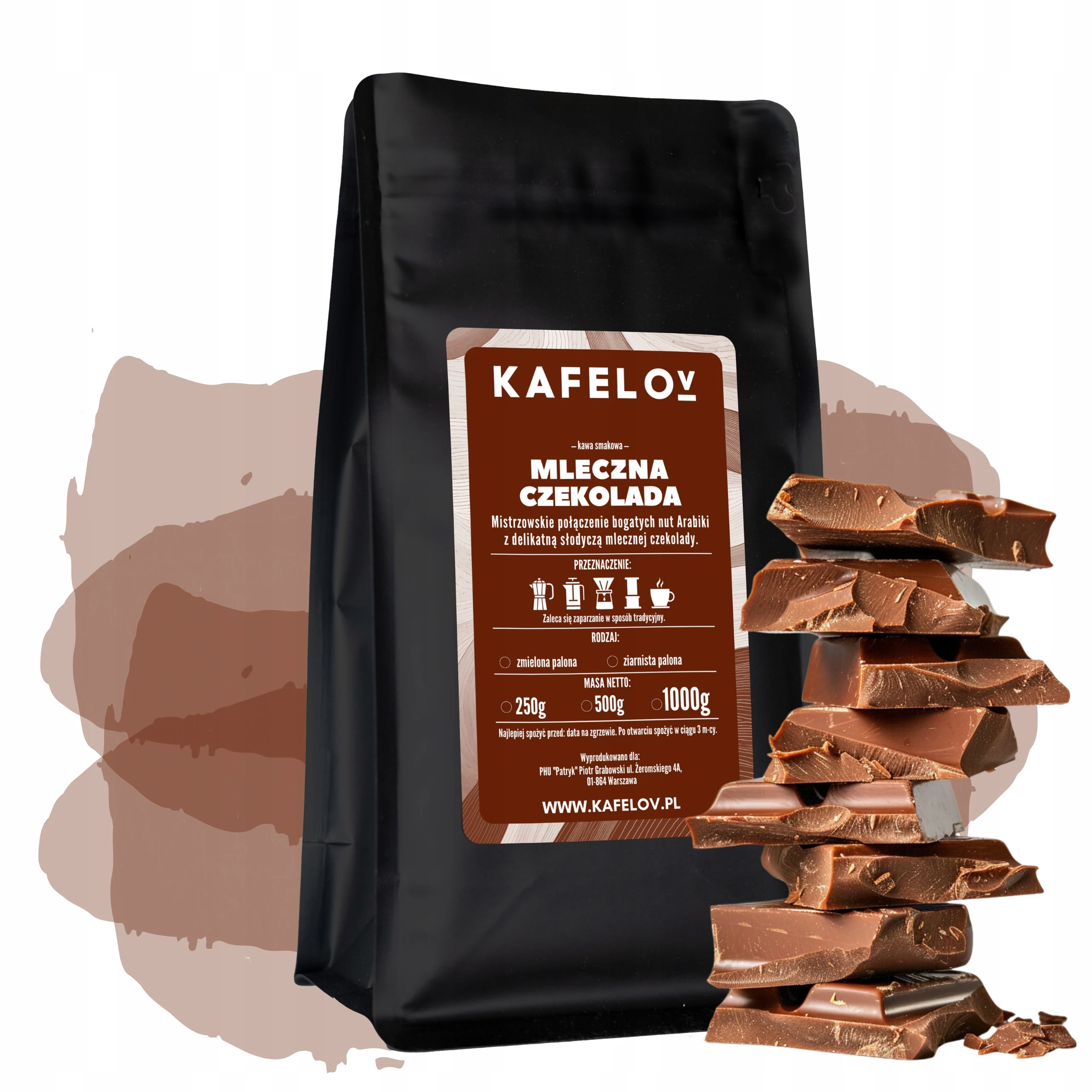 Kawa mielona smakowa 1 kg Mleczna Czekolada arabika świeżo palona
