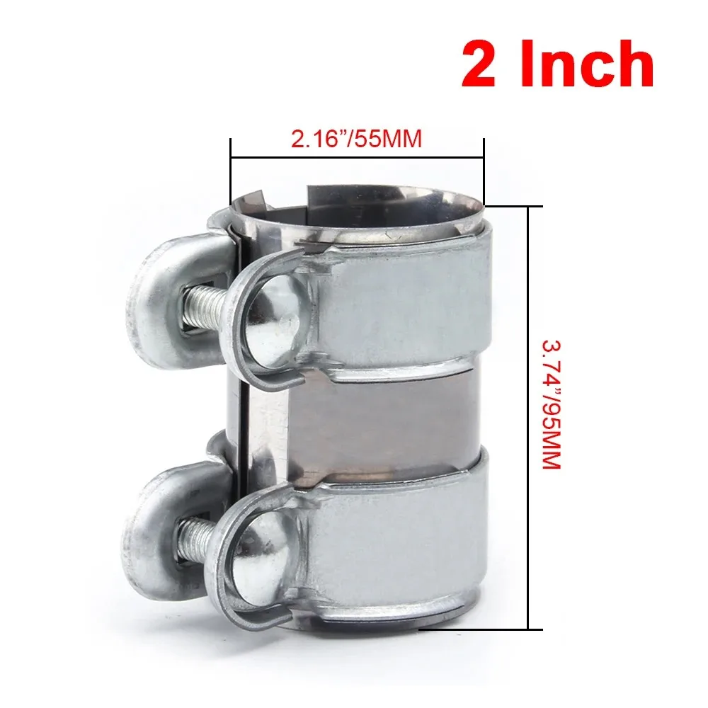 Universal 2"/2.5" Exhaust Clamp, Lap Joint+Bolts Band Flanges Clamp for Secure Sealing, for Mufflers Downpipes Catback Systems