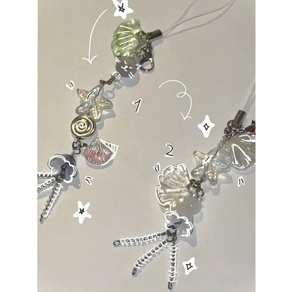 1 ชิ้นฤดูร้อน Ocean สไตล์ Charm ใหม่ผู้หญิงกระเป๋า Seashell Jelly ปลาพวงกุญแจ Keycord น่ารักสาวสายคล้องกุญแจเชือกเส้นเล็ก
