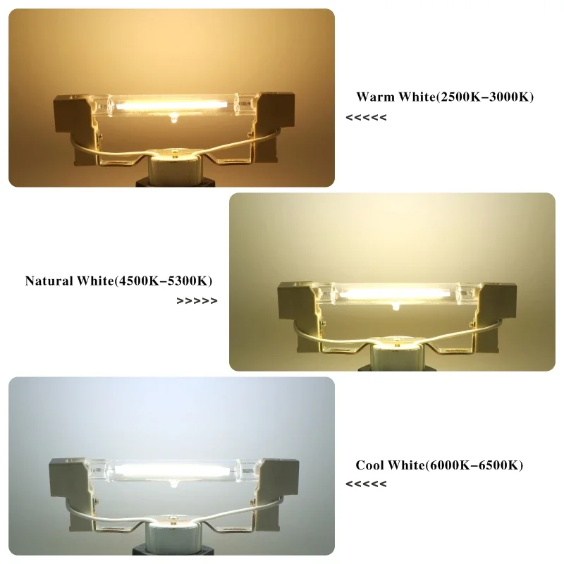 Dimmbare R7S-LED-Lampe, 78 mm, 118 mm, 5 W, 8 W, 10 W, 20 W, R7S-Strahler, 220 V, COB-Lampe, Dimmer, Glasröhre, ersetzt 30 W, 50 W, 100 W Halogenlicht
