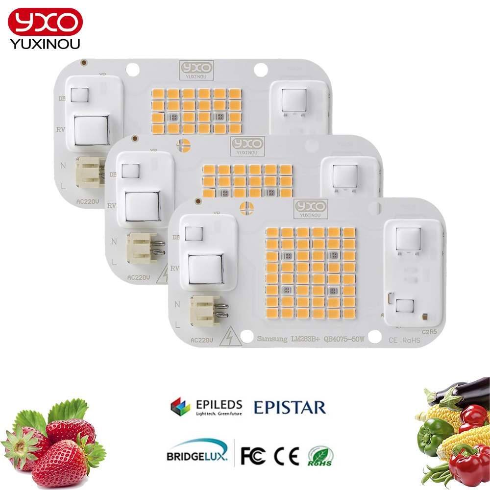 YXO hydroponice AC 220V 20w 30w 50w Dob Cob LED puce de lumière de croissance spectre complet 380nm-780nm pour plante intérieure semis cultiver des fleurs