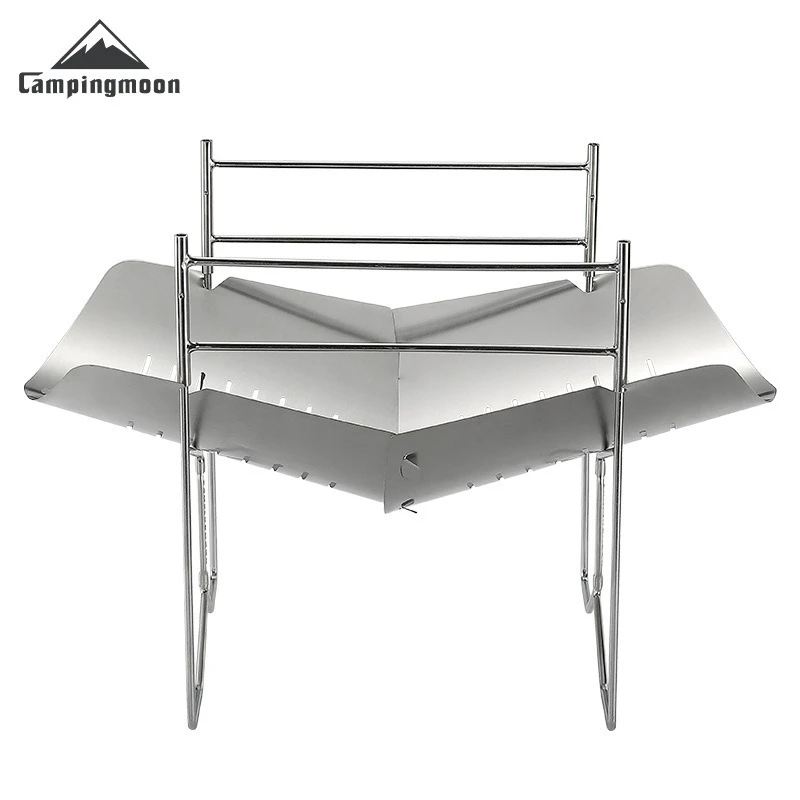 Campingmoon, parrilla de barbacoa de acero inoxidable plegable portátil para exteriores, parrilla de barbacoa plegable portátil para acampar al aire libre
