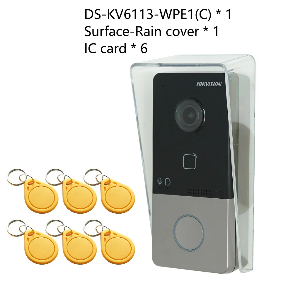 HIKVISION DS-KIS603-P(C) Meertalige video-intercom KIT, inclusief DS-KV6113-WPE1(C) & DS-KH6320-WTE1 & voeding, ondersteuning poe