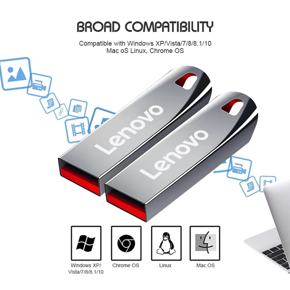 Original Lenovo USB Flash Drive 2TB USB 3.0 Waterproof High Speed USB Stick Portable SSD 512GB Metal Pendrive U Disk USB Memory