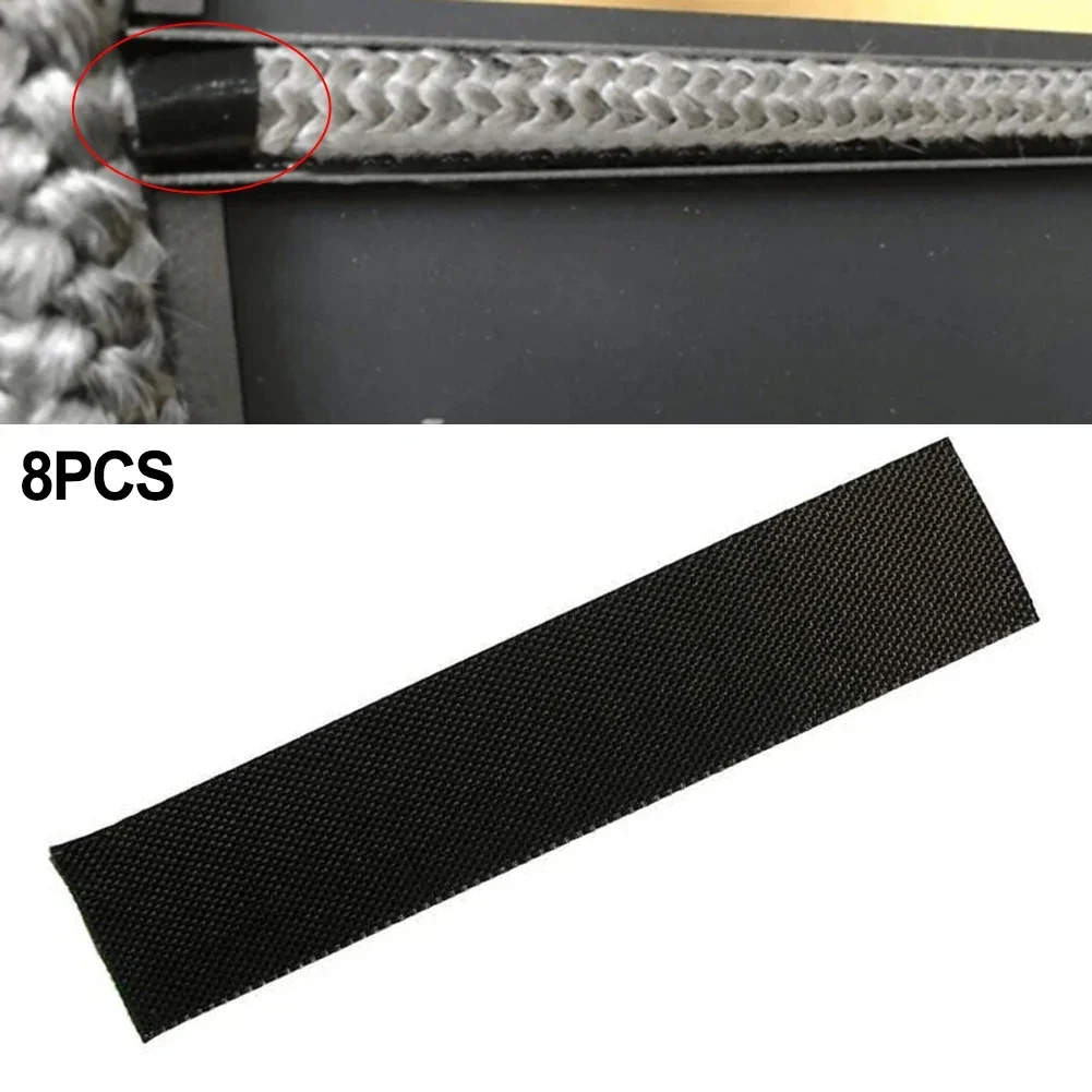 8pc Self-Adhesive Fireplace End Tape Glass Fabric Black Tape Sealing Cord End 10*2.5cm High Temperature Resistance Stoves Parts