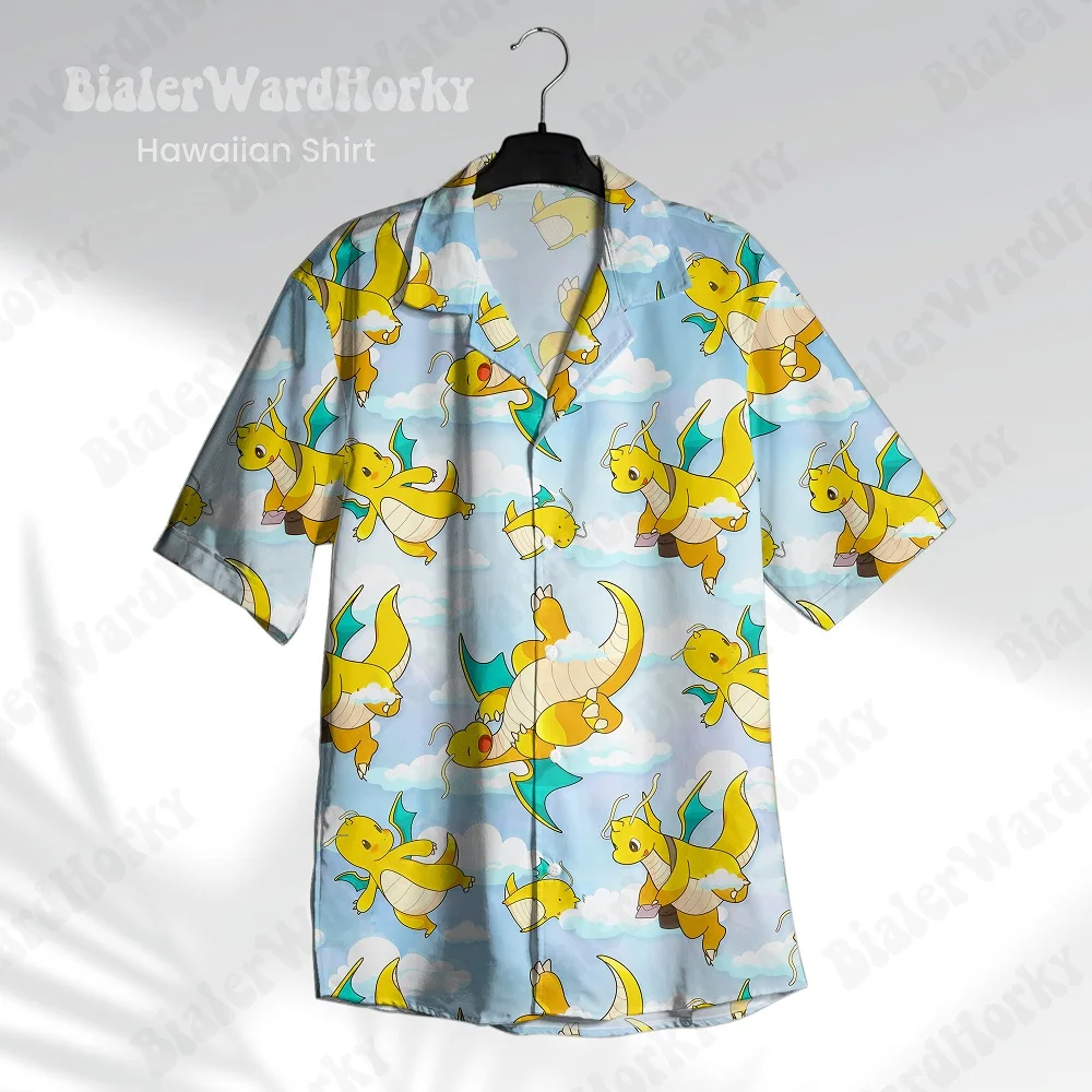 Hawaiian Summer Cute Cartoon Printed Shirts For Mens Short Sleeve Shirts Oversized Short-Sleeved Hip Hop Streetwear Men's Tops