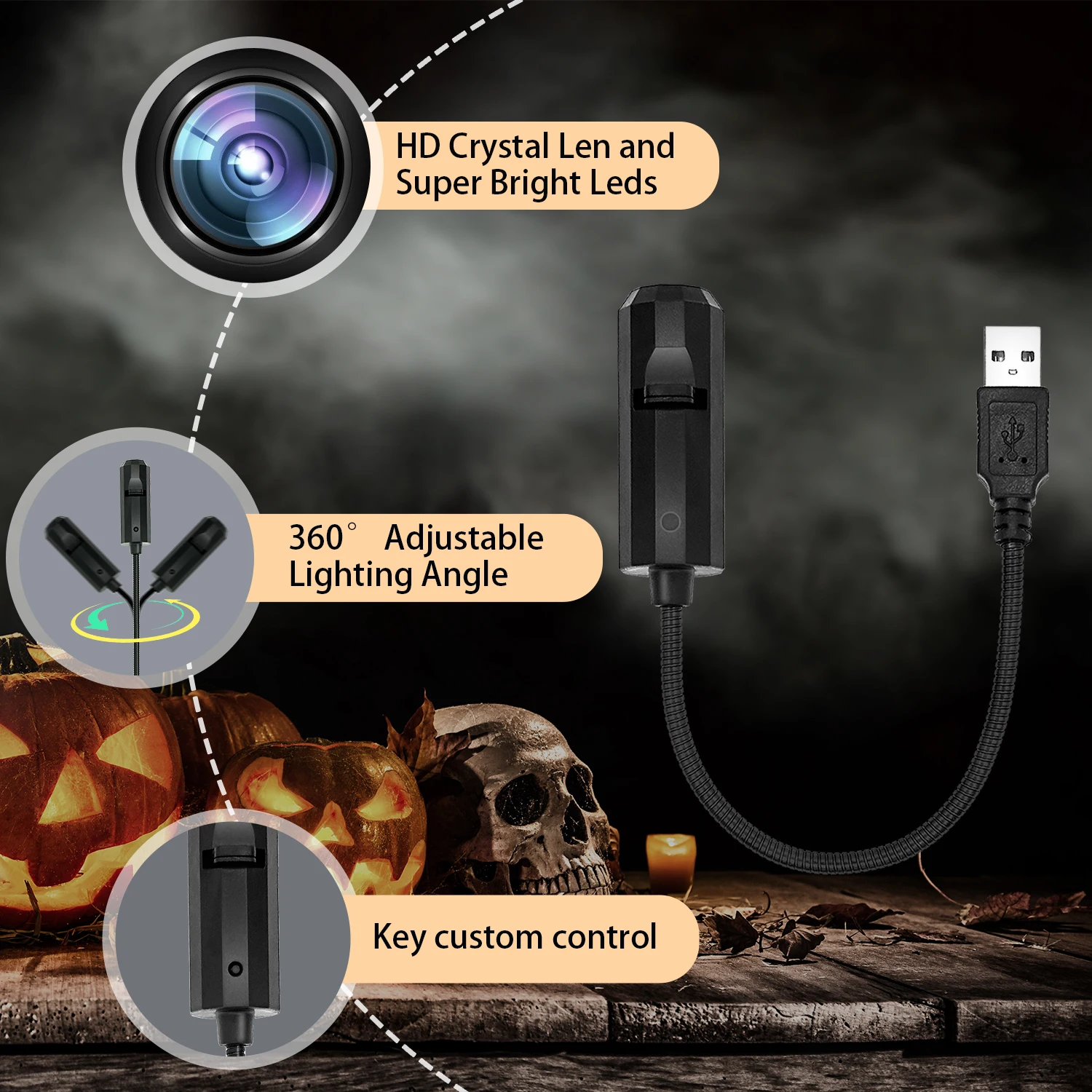 Moon Black Cat Light Projector Lamp, USB powered, 360° rotatable, perfect for creating a Halloween atmosphere