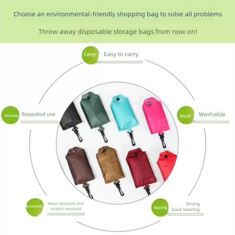 Large capacity waterproof folding solid color supermarket shopping bag storage bag portable environmentally friendlybag handheld