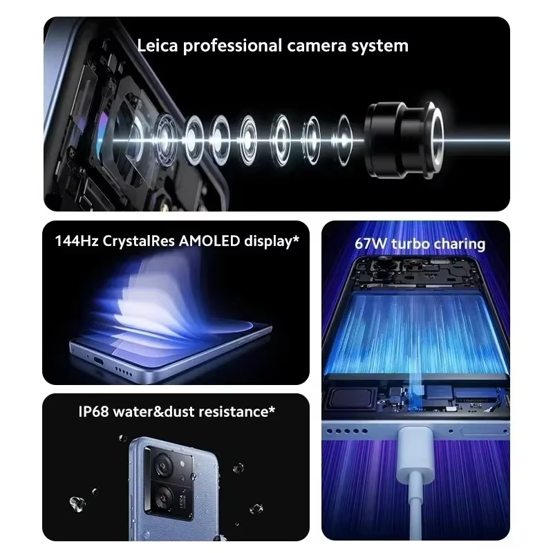 Téléphone d'occasion Xiaomi 13t Version mondiale 8 Go + 256 Go Smartphone noir (excellente condition)