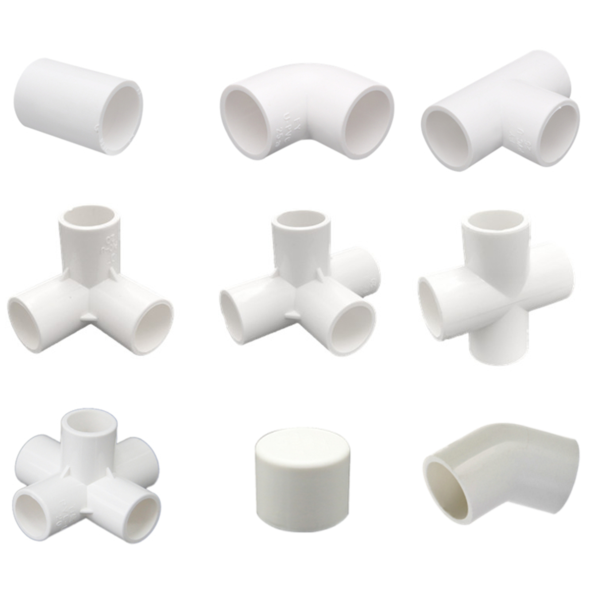 Accesorios de tubería de PVC blanco de 20/25/32/40mm, codo recto, conector cruzado en T, adaptador de tubería de agua, juntas de 3 4 5 6 vías