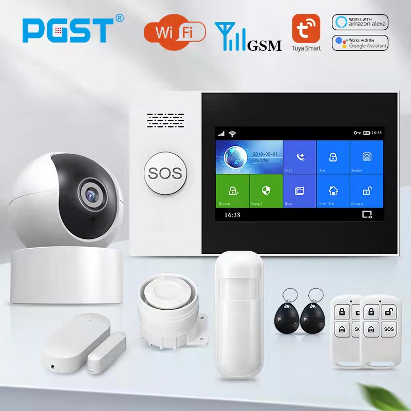 Pgst PG-107 tuya sem fio casa wifi gsm segurança em casa com sensor detector de movimento sistema de alarme contra roubo controle app suporte alexa
