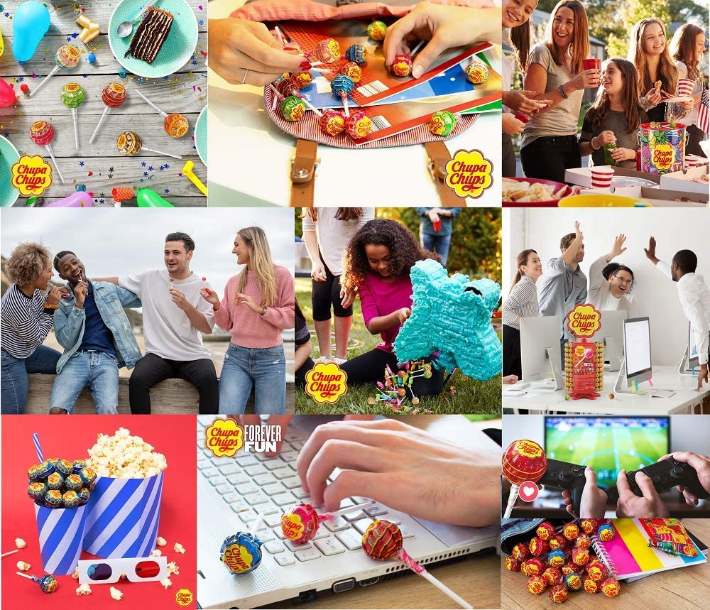 Caixa de bombom metálica sortida com bastão, com forma cilíndrica e tampa, laranja morango, cola, melancia, maçã, cereja, 150 unid