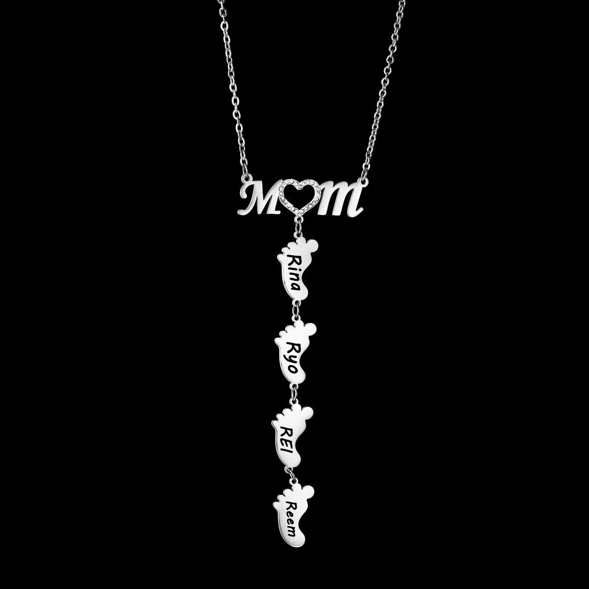 Sifisrri, nuevo collar personalizado con grabado familiar para mamá, collares con nombres de corazón de circón para mujer, gargantilla de acero inoxidable, cadena, regalo de joyería