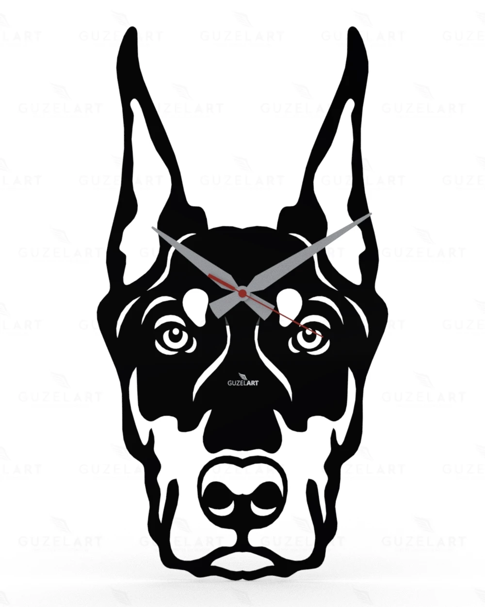 Jam Dinding GuzelArt Doberman, Jam Dinding Hewan, Jam Dinding Bertema Doberman, Jam Dinding Anjing, Jam Dinding Dekoratif