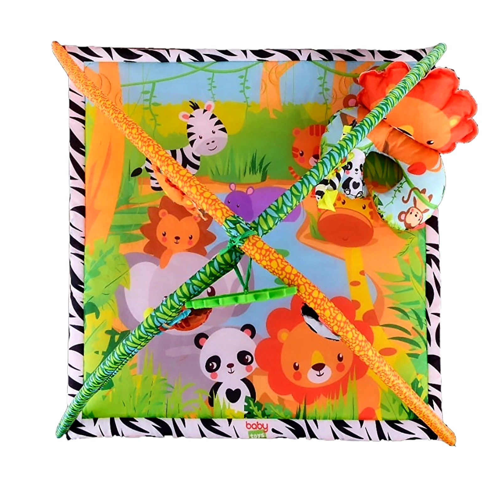 Matras Safari Baby Play 80X80, 4 Mainan Boneka, 1 Mainan Cermin, 1 Bantal