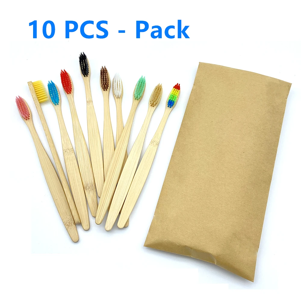 10Pc Sinh Thái Thân Thiện Tre Bàn Chải Đánh Răng Lông Bàn Chải Mềm Mại Nhựa Phân Hủy Sinh Học Không Chăm Sóc Răng Miệng Con Trưởng Thành Bàn Chải Đánh Răng Tre Tay Cầm Bàn Chải
