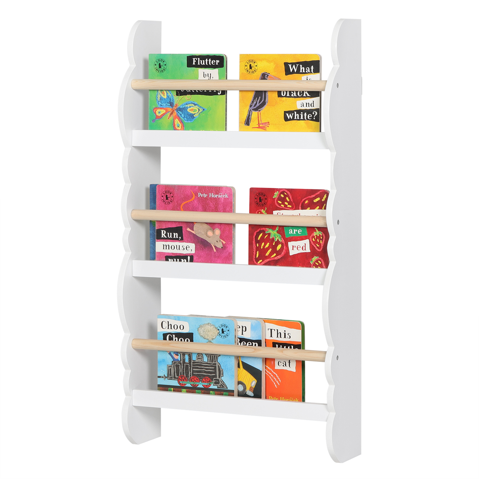 WOLTU Scaffale per bambini Libreria per bambini Scaffale da parete Organizzatore di libri con 4 ripiani per riporre riviste di libri Camera dei bambini Casa