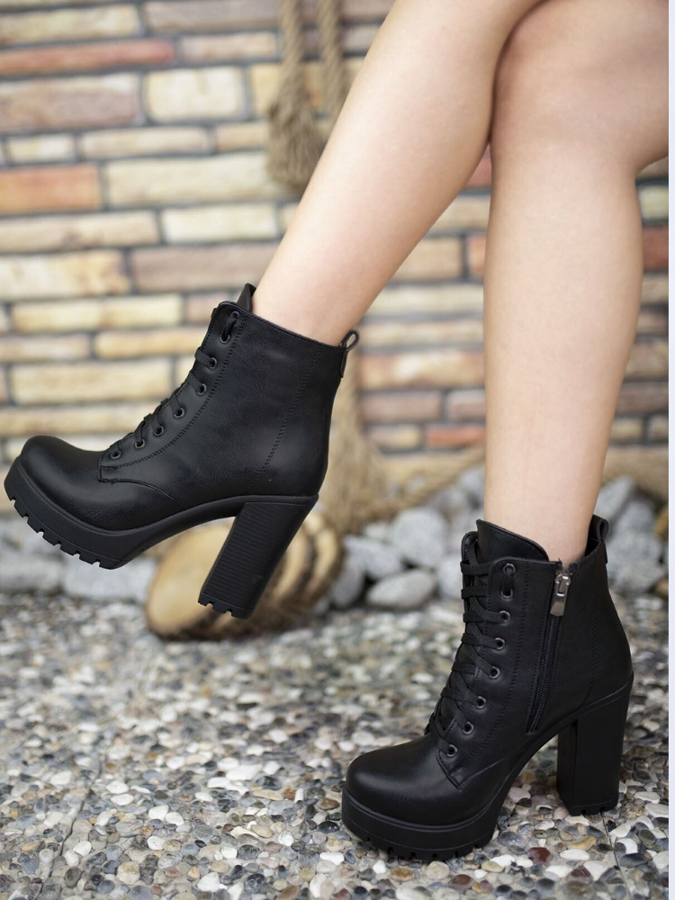 Sepatu Bot Hak Tinggi Wanita Hitam Sepatu Bot Bilekte Sepatu Bot Motor Sepatu Bot Salju Wanita Musim Dingin Fashion Simpul Silang Ujung Bundar