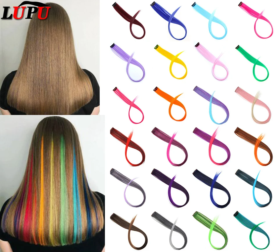 Lupu Tổng Hợp Kẹp Trên Kẹp Tóc Thẳng Tóc Kẹp Trong Bộ Tóc Giả Màu Tóc Tự Nhiên Cầu Vồng Chịu Nhiệt Tóc