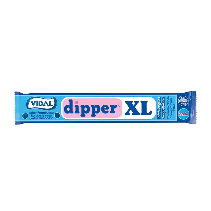 Estojo Vidal Treble Dipper, Estojo de Framboesa XL, Liso Mastigável, Caramelo Suave com Sabor de Framboesa Blindado, Textura Suave, Fá-lo Derreter em Cada Mordida-Pinte Sua Língua, Azul