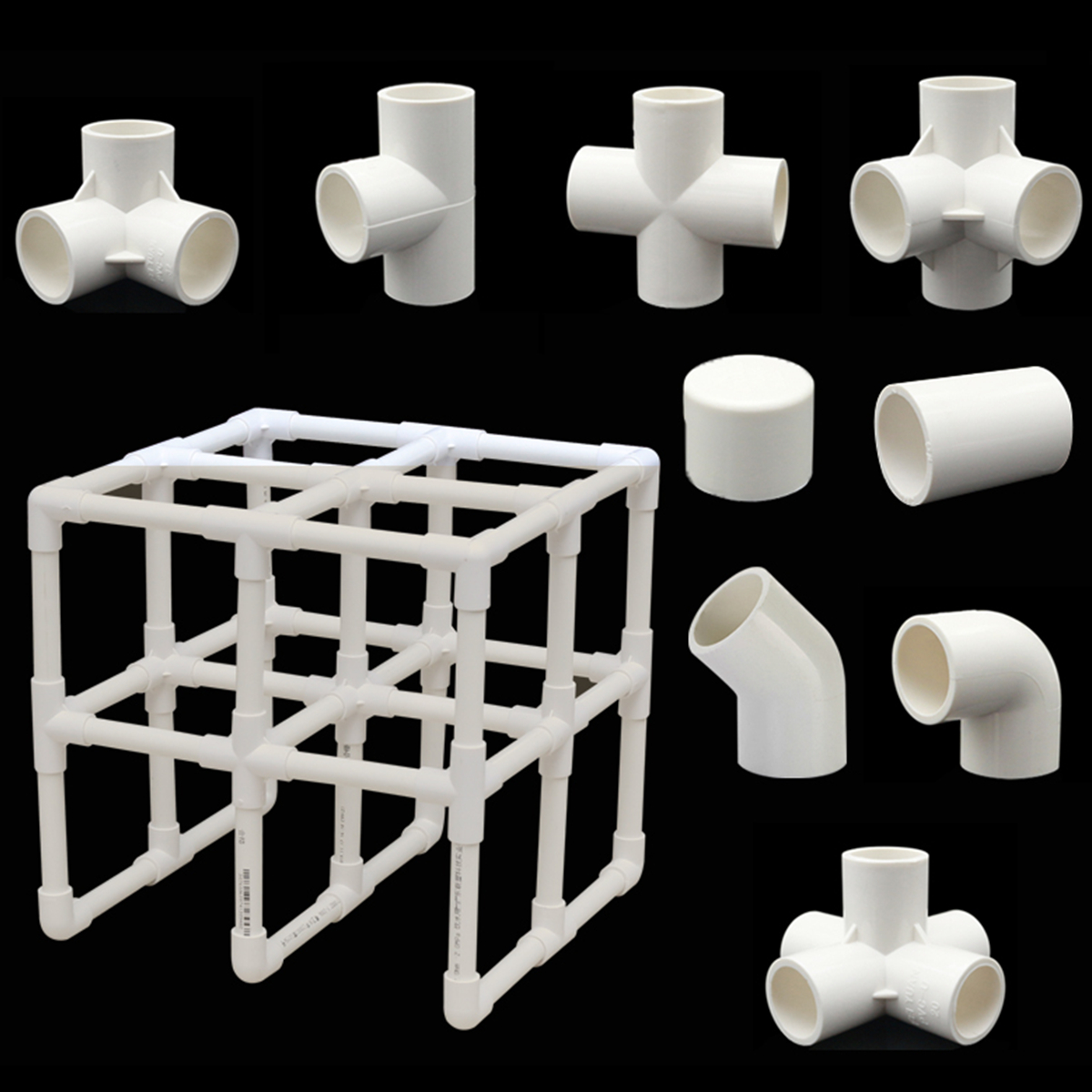Accesorios de tubería de PVC blanco de 20/25/32/40mm, codo recto, conector cruzado en T, adaptador de tubería de agua, juntas de 3 4 5 6 vías