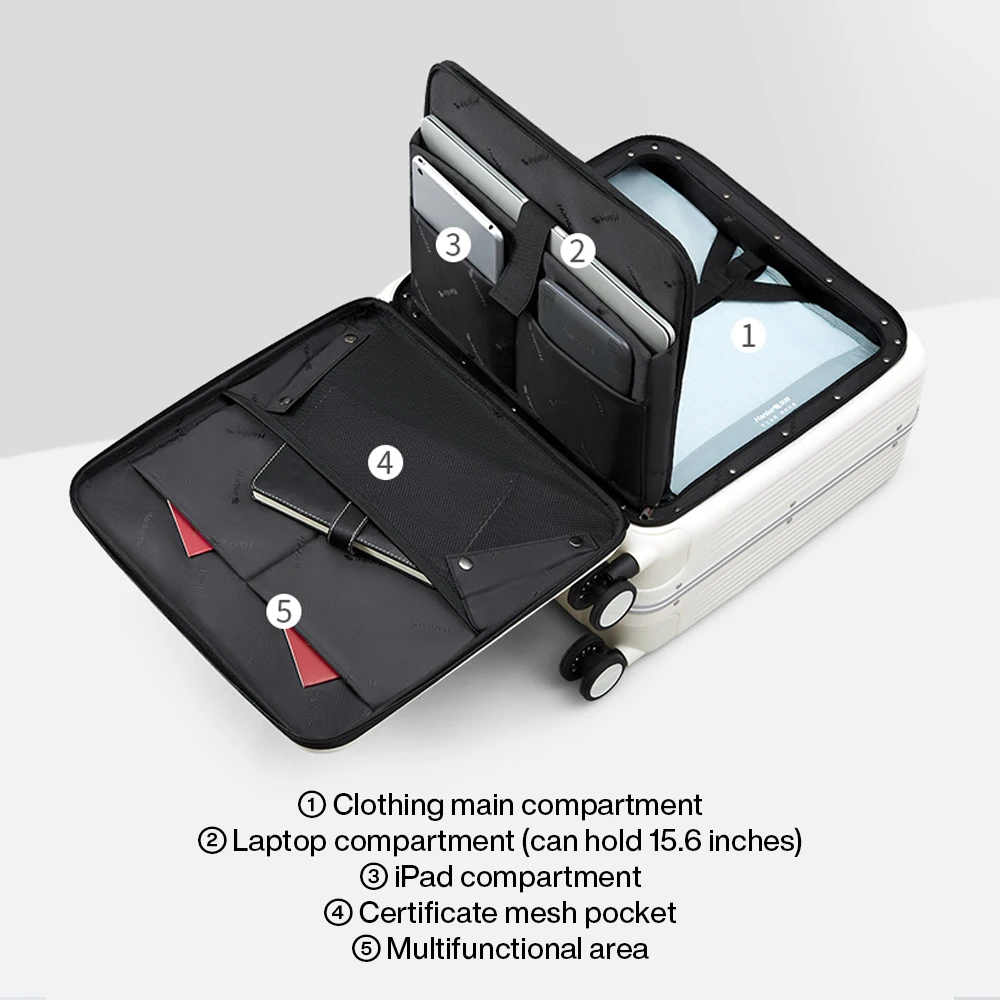 Hanke neues Design Gepäck Geschäfts reisekoffer Handgepäck Kabine Trolley Fall PC Material Rolling Spinner Räder