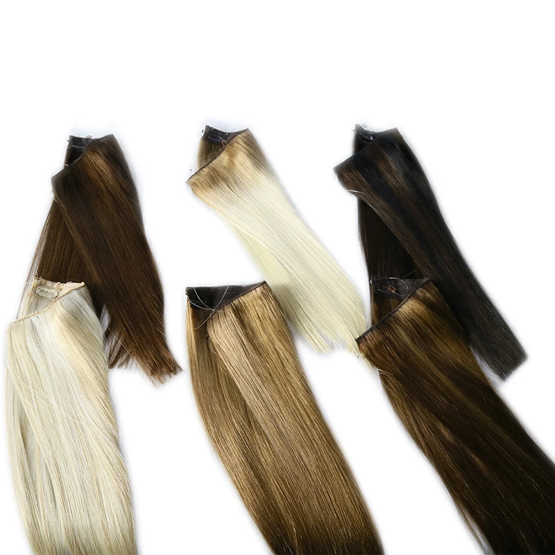 Thẳng Cá Fish Dòng Phần Mở Rộng Tóc Người 100% Tóc Con Người Brazil 4 Clip Trong Một Mảnh Tự Nhiên Mở Rộng Tóc Với Clip 613 #