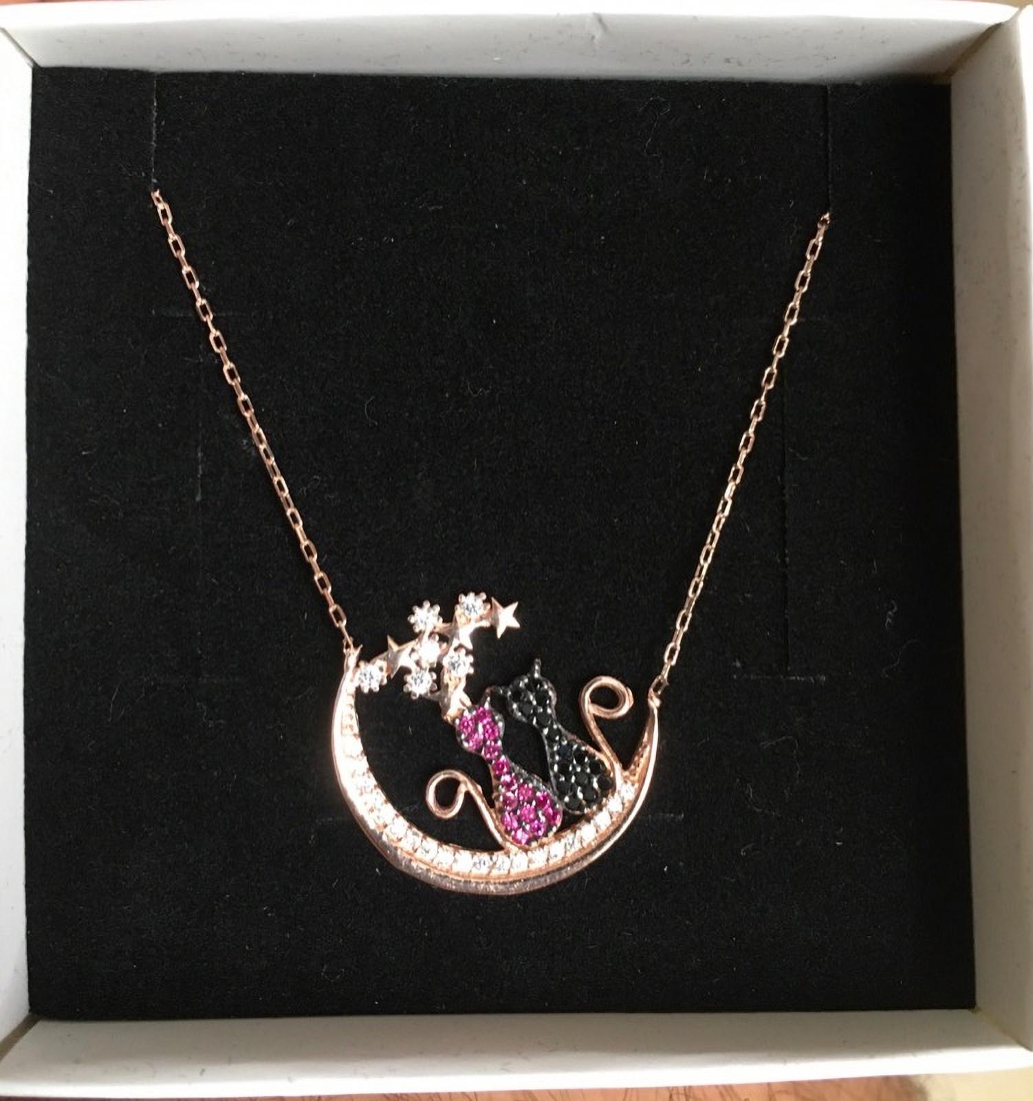 2021 Model Gaya Baru Super Bordir Perak Wanita 925 Kucing Kalung