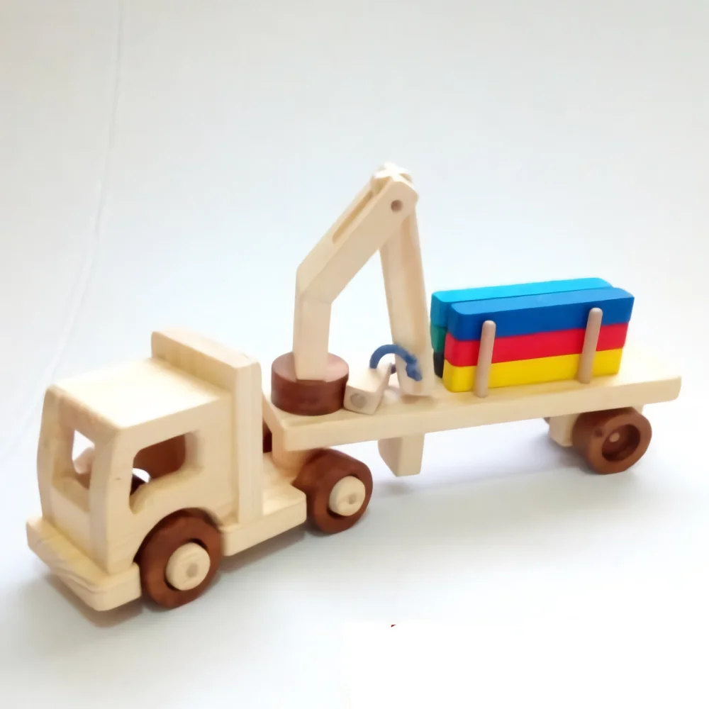 Mainan Kayu Truk Derek dan VAN dengan 2 Pilihan MODEL Yang Berbeda