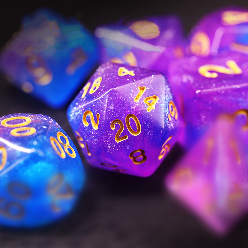 7 Teile/satz Rosa und Blau Sternenhimmel Würfel D&D COC Polyedrische Würfel für Tischspiel DND RPG