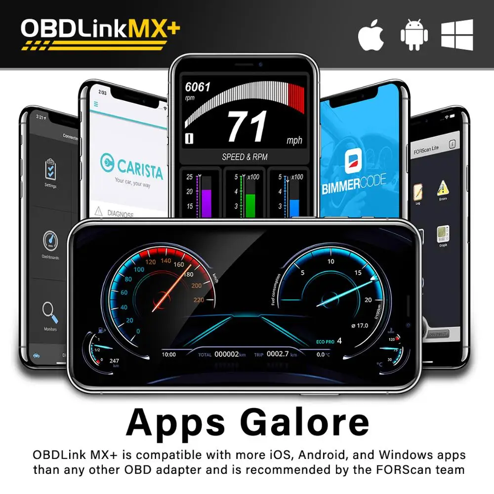 OBDLink LX MX + OBD2 Máy Quét ELM327 Dụng Cụ Quét Chẩn Đoán Cho iPhone, iPad, Android kindle Fire Hoặc Windows Thiết Bị