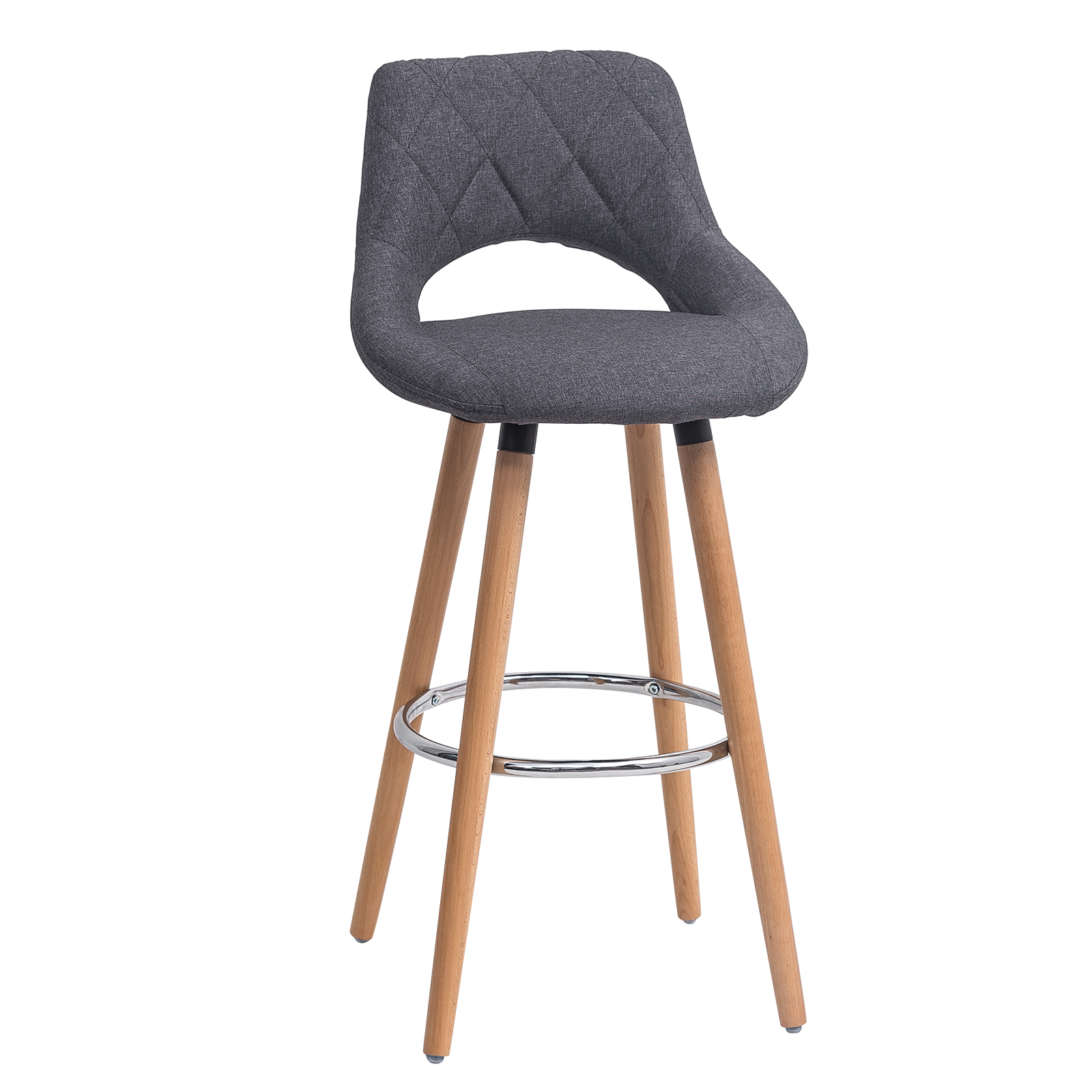 Lounge Bar Stool Bar Chair with Footrest Backrest  Wooden Beech Wood Legs Counter Stools for Office Kitchen Dining Coffee Home