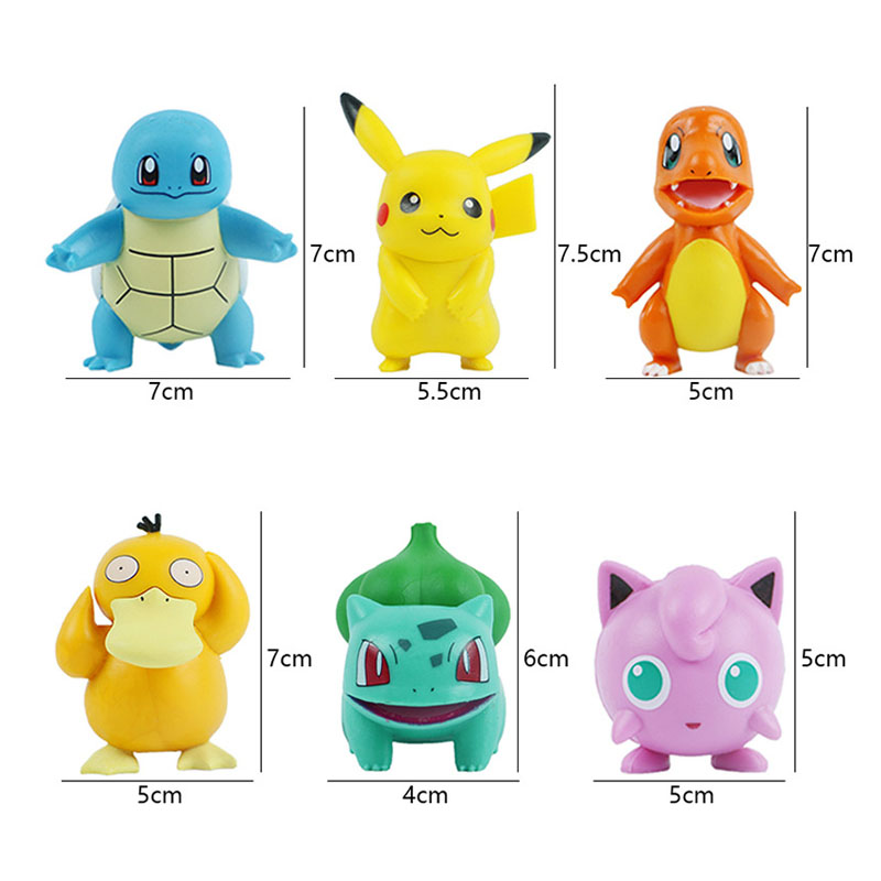 Pokemon Action Figures อะนิเมะการ์ตูน PVC ของเล่น Pikachu Charmander Psyduck Bulbasaur Kawaii รวบรวมตุ๊กตาเด็กของขวัญ