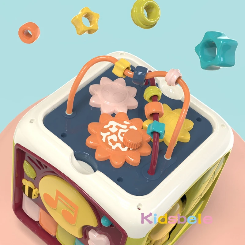 Детские игрушки-кубики для малышей 7 в 1, обучающий сортировщик форм, музыкальная игрушка, лабиринт из бисера, игрушки для подсчета открытий для детей, обучение