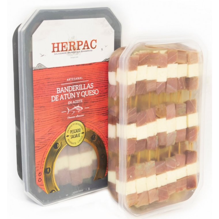 Atum e queijo com 12 unidades, pode se tornar vinte. Defumadores de atum defumado e queijo preservado com óleo.