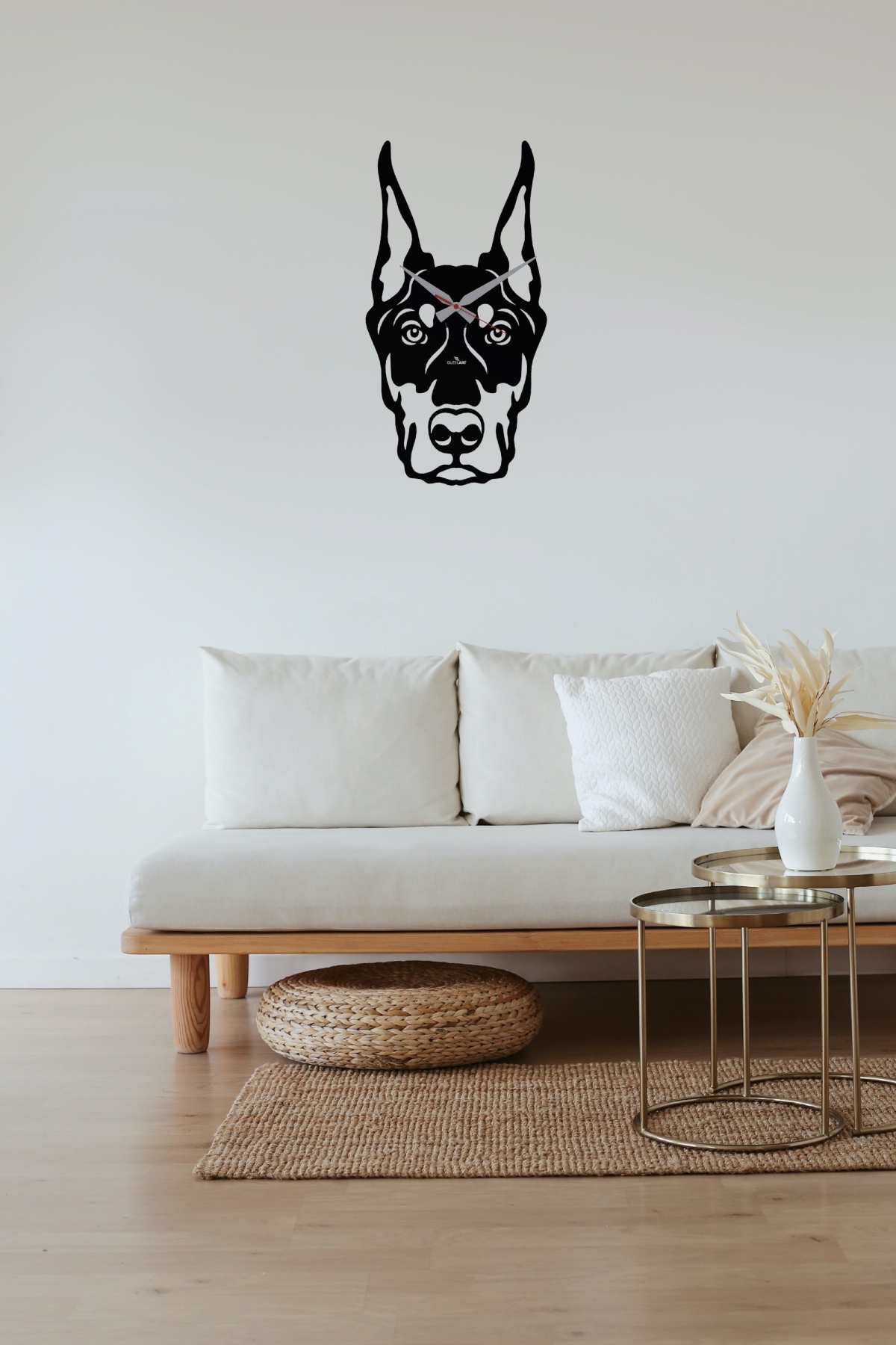 Jam Dinding GuzelArt Doberman, Jam Dinding Hewan, Jam Dinding Bertema Doberman, Jam Dinding Anjing, Jam Dinding Dekoratif