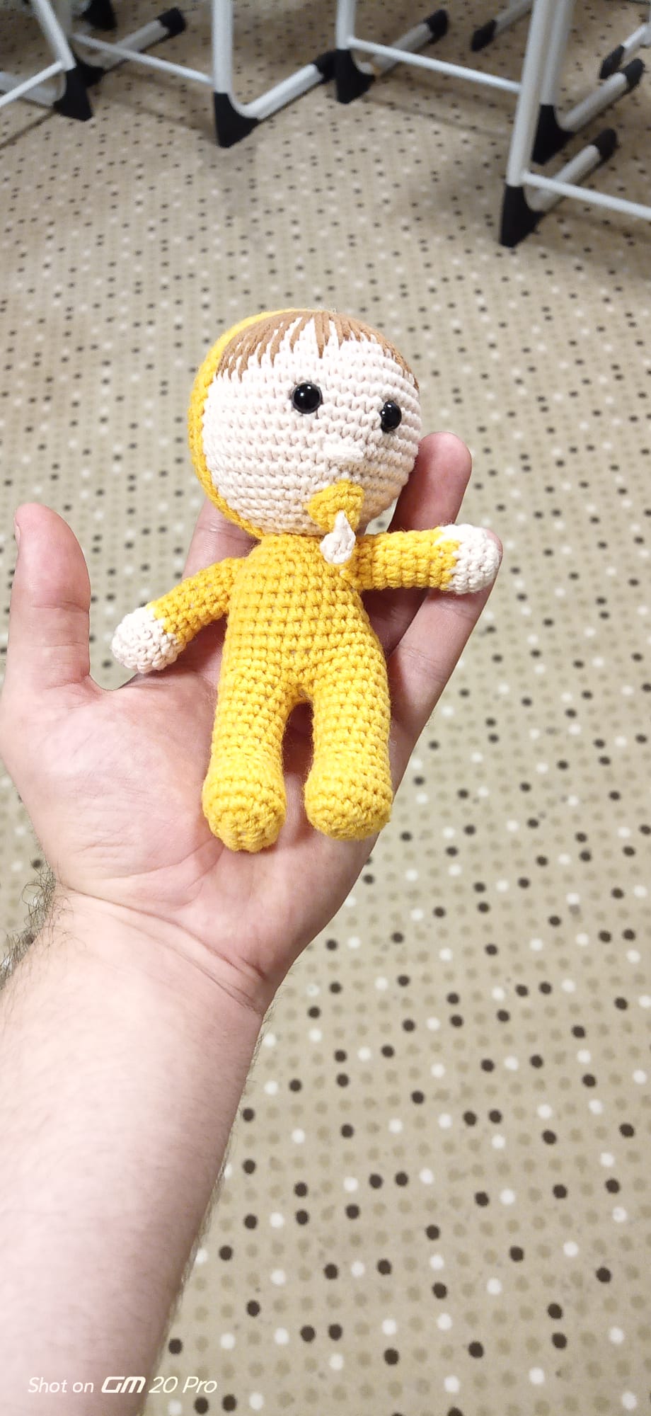 100% Katun Amigurumi Boneka Kuning untuk Anak Perempuan dan Anak Laki-laki Anak-anak Dibuat Sepenuhnya dengan Tangan dengan Tali Organik
