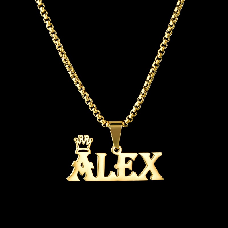 Colar com nome personalizado, joias personalizadas, pingente de coroa personalizado de aço inoxidável para mulheres,islavkuachta, coleiras masculinas, corrente grossa, presentes