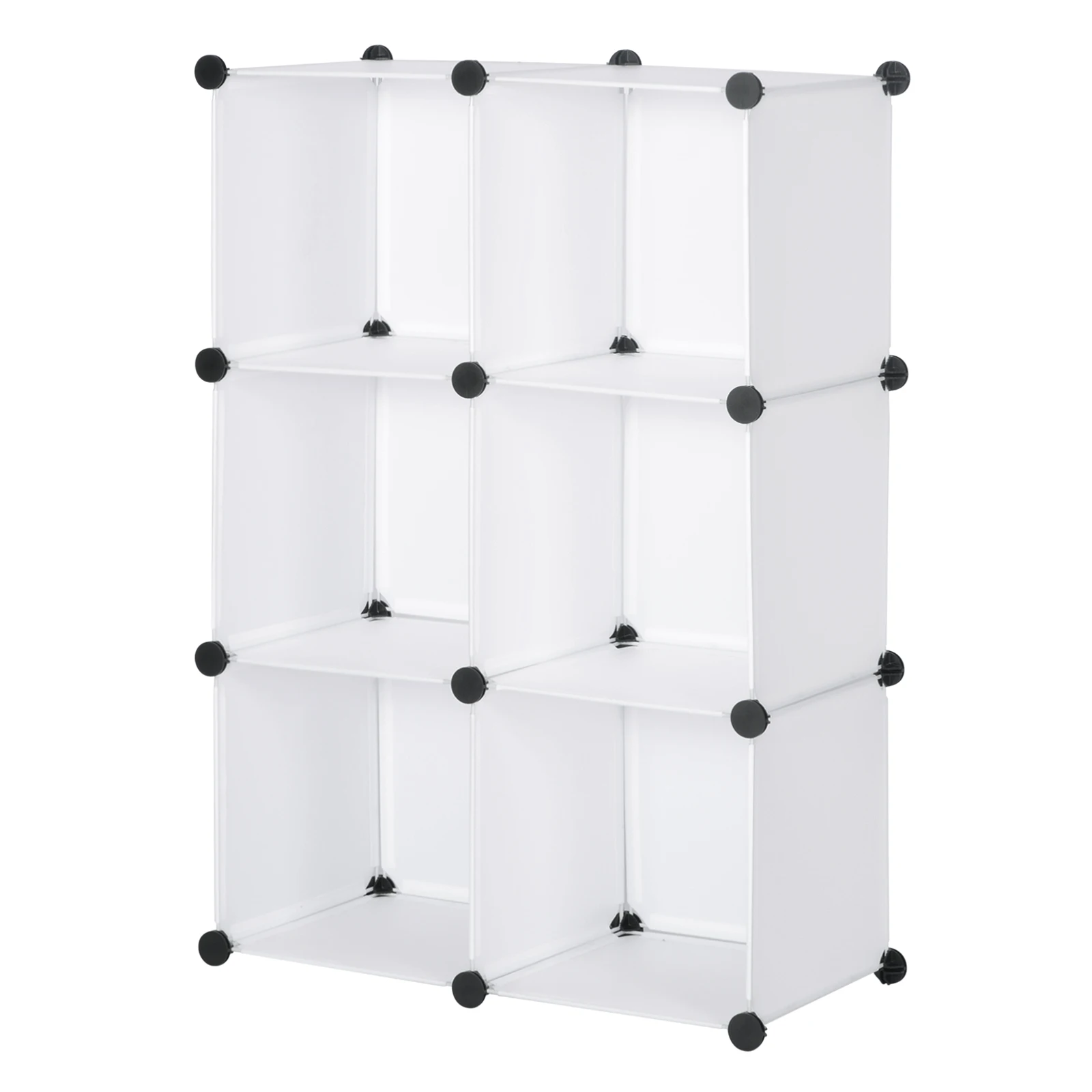 WOLTU Armadio fai-da-te Scaffale portaoggetti in plastica Libreria a 6 scomparti con porta Scatola portaoggetti Organizzatore Armadio per camera da letto