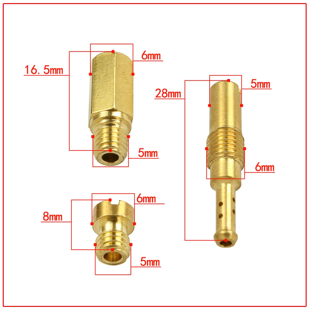 10/20 Chiếc Mortorcycle Bộ Chế Hòa Khí Vòi Phun Chính Máy Bay Phản Lực Và Chậm Phi Công Máy Bay Phản Lực Cho KEIHIN OKO KOSO CVK PE PWK Carb Bằng Đồng máy Bay Phản Lực Kit10PCS Xe Ô Tô