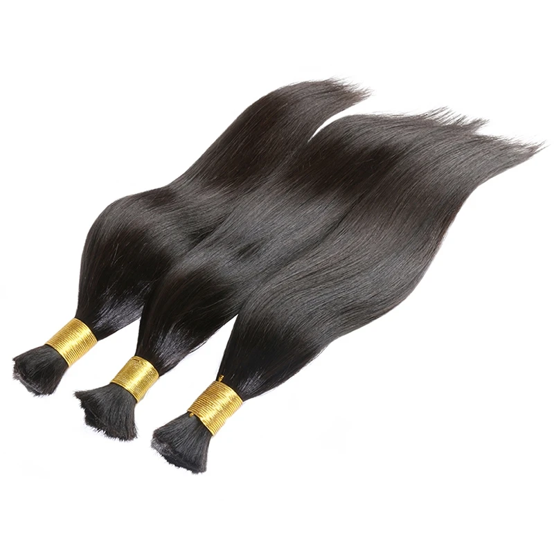 QHP Thẳng Số Lượng Lớn Tóc Brasil 100% Trinh Nữ Remy Tóc Số Lượng Lớn 50G 100G Tóc Vàng Màu Tóc Của Con Người màu Sắc Tự Nhiên 12-30Inch