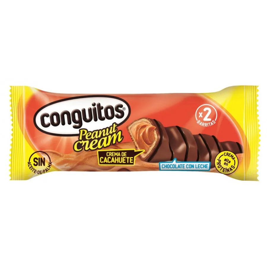 Chocolate de leite revestido barras de biscoito conguitos e recheado com creme de amendoim-conguitos caixa de creme de amendoim 16 barras individuais mergulhadas em chocolate de leite e preenchido com creme