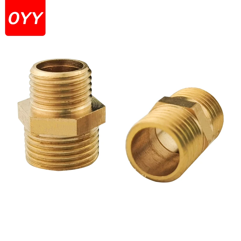 Đồng Ống Lục Giác Núm Vú Lắp Đầu Nối Nhanh Adapter 1/8 1/4 3/8 1/2 3/4 1 BSTP Đực Chỉ Nước tinh Dầu Khí Cổng Kết Nối