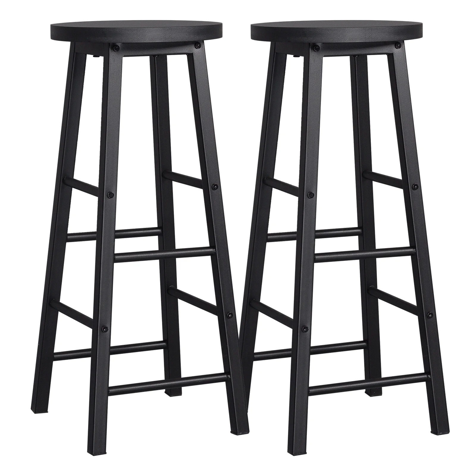 2 pièces/ensemble tabourets de Bar hauts en bois massif tabouret de comptoir de bistro Stable Structure en acier Durable siège MDF café salle à manger chaise décor tabouret