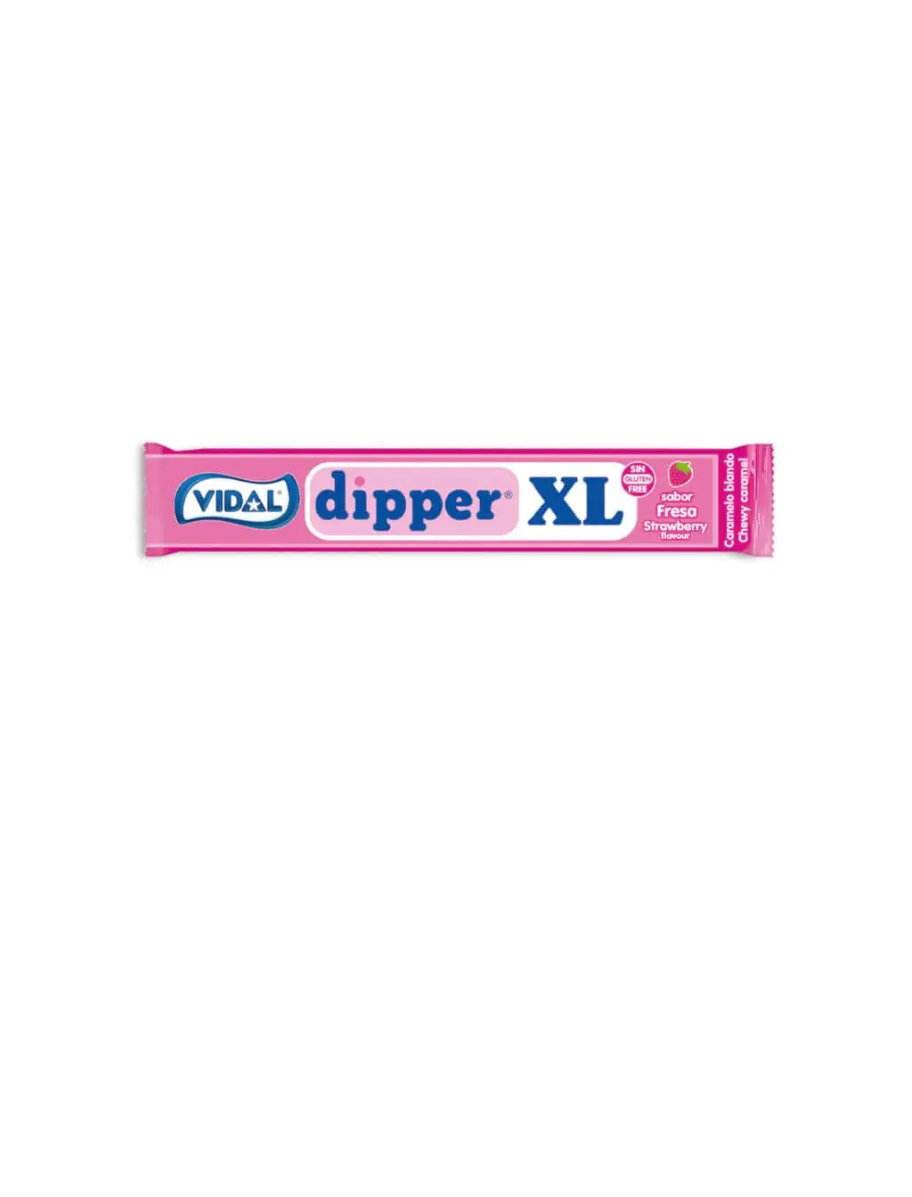 Estojo de Morango Vidal Dipper, Caramelo Suave com Sabor Intenso de Morango, Textura Suave, Se Cabe Derreter a Cada Mordida, Vegano, 1g, XL
