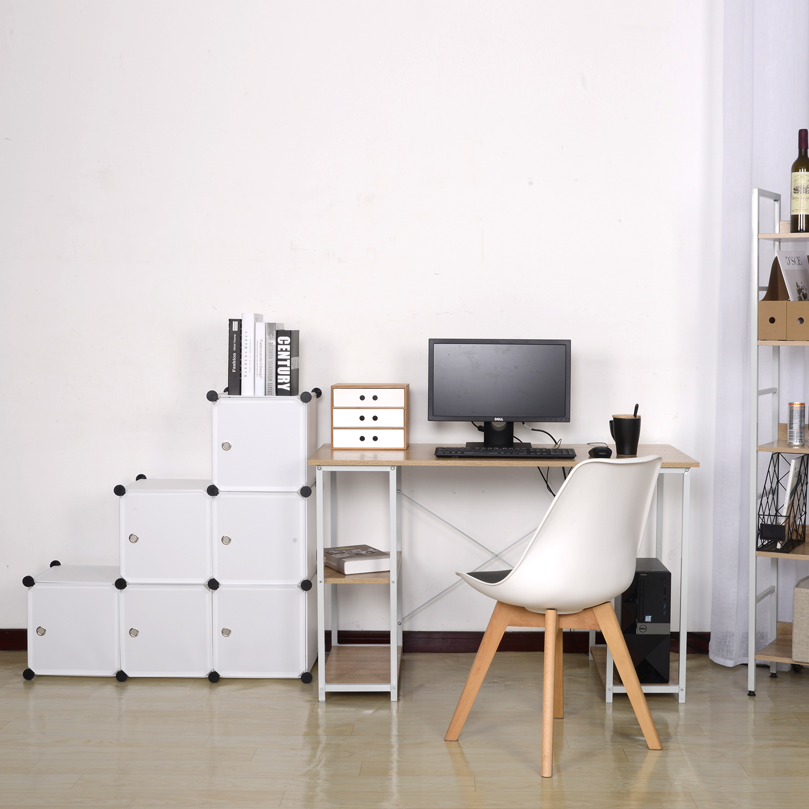WOLTU Armadio fai-da-te Scaffale portaoggetti in plastica Libreria a 6 scomparti con porta Scatola portaoggetti Organizzatore Armadio per camera da letto